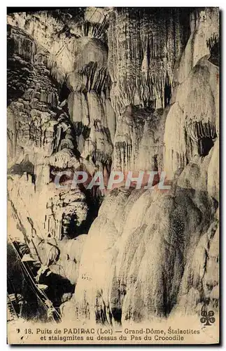 Cartes postales Grotte Grottes Puits de Padirac Grand Dome Stalactites et stalagmites au dessus du Pas du Crocod