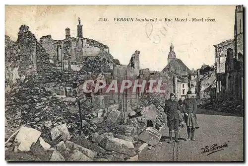 Cartes postales Militaria Verdun bombarde Rue Mazel