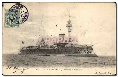 Cartes postales Bateau de Guerre Le formidable Cuirasse a tourelles