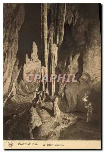 Cartes postales Grotte Grottes de Han La grande draperie