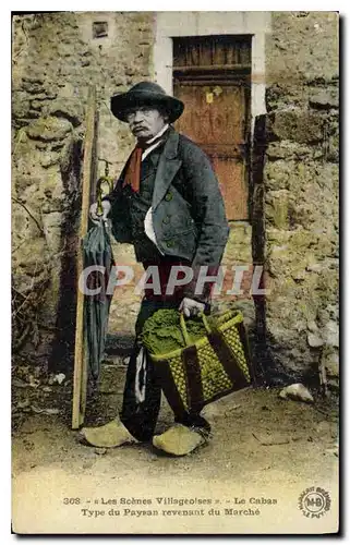 Cartes postales Folklore Le Cabas Type du paysan revenant du marche