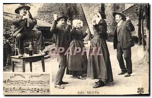 Cartes postales Folklore Auvergne La bourree Vis a vis