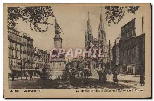 Cartes postales Marseille Le Monument des Mobiles et l'Eglise des Reformes