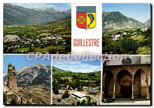 Cartes postales Les Hautes Alpes Guillestre Vue generale Risoul La Main du Titan la Piscine Porche de l'Eglise