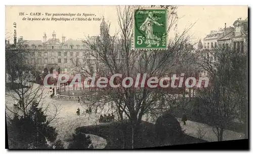 Cartes postales Caen vue panoramique du Square de la place de la republique et l'hotel de ville