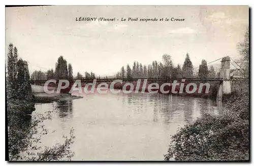 Cartes postales Lesigny (Vienne) Le Pont Suspendu et la Creuse