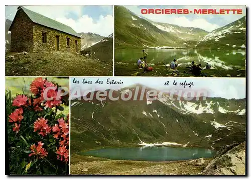 Cartes postales moderne Orcieres Merlette Refuge et Grand Lac des Estaris