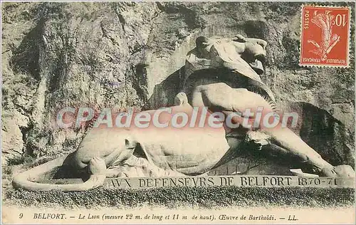 Cartes postales Belfort Le lion (mesure 22 m de long et 11 m de haut) Oeuvre de Bartholdi