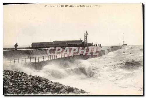 Cartes postales Le Havre la Jetee par gros temps