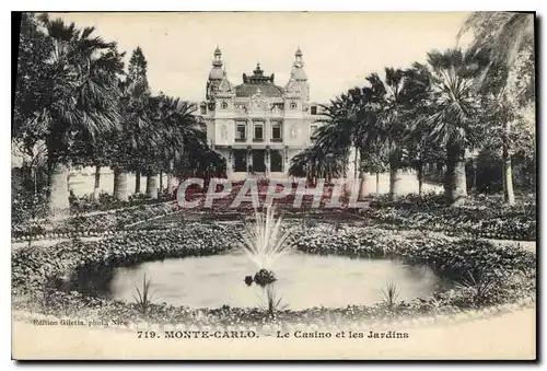 Cartes postales Monte Carlo Le Casino et les Jardins