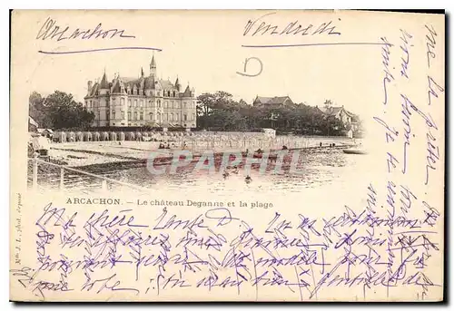 Cartes postales Arcachon Le Chateau Deganne et la Plage Carte 1900