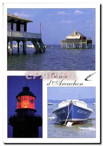 Cartes postales moderne Bassin d'Arcachon les Cabanes Tchanquees et le Celebre Phare du Cap Ferret