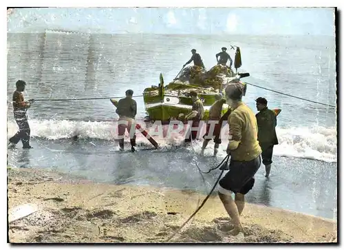 Cartes postales moderne Une Barque va etre tiree sur la Plage