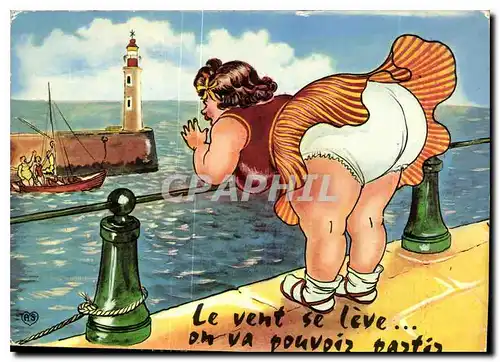 Cartes postales moderne Color Plage je sens le Vent qui se leve on va bientot pouvoir partir Phare