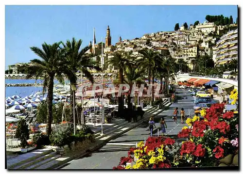 Cartes postales moderne Cote d'Azur Menton La Promenade les plages et la vieille ville