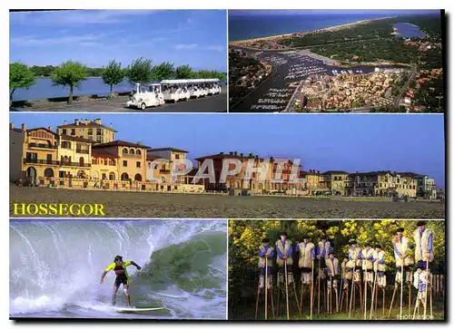 Moderne Karte Hossegor la plage Surf folklore Landais vue generale le petit main touristique