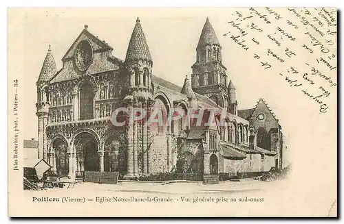 Cartes postales Poitiers Vienne Eglise Notre Dame la Grande vue generale prise au Sud Ouest