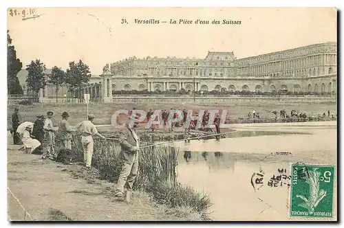 Cartes postales Versailles La Piece d'eau des Suisses Peche Pecheurs