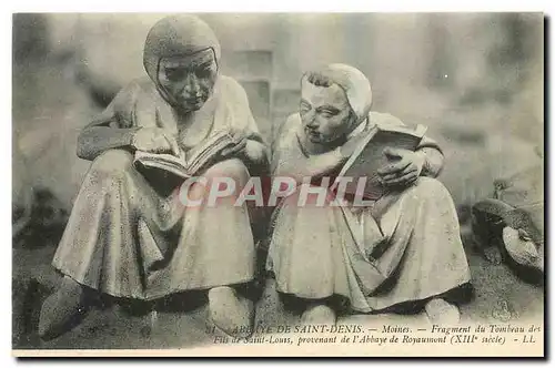 Cartes postales Abbaye de Saint Denis Moines Fragment du Tombeau des Fils de Saint Louis