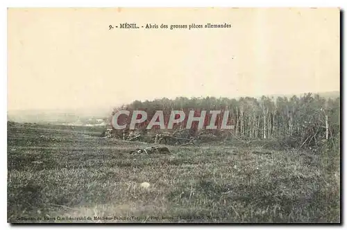 Cartes postales Menil Abris des Grosses pieces allemandes Militaria