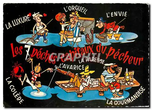 Cartes postales moderne Les 7 peches capitaux du Pecheur Peche