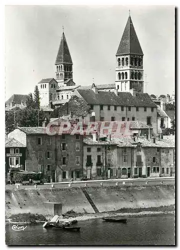 Cartes postales moderne Tournus S et L Abbatiale St Philibert et le quai Nord