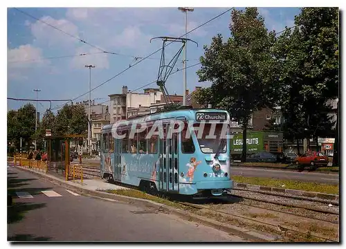 Cartes postales moderne Motrice 7160 de la STIB 1970