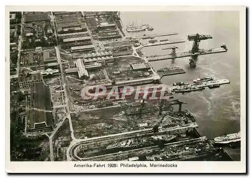 Cartes postales moderne Zeppelin Aviation Amerika Fahrt 1928 Philadelphia Marinedocks