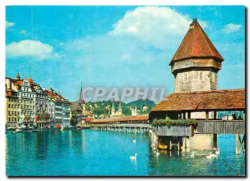 Cartes postales moderne Lucerne Pont de la Chapelle et Tour d'Eau