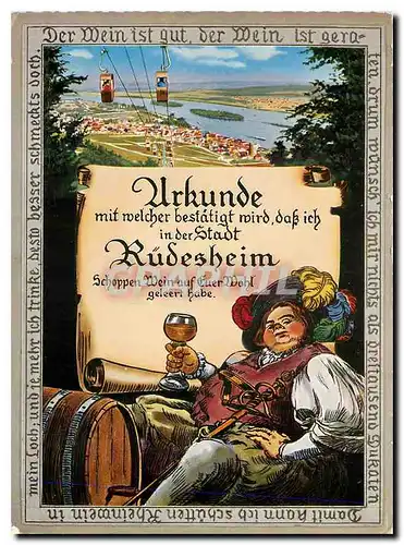 Cartes postales moderne Urkunde mit welcher bestatigt mird dak ich in der Stadt Rudesheim