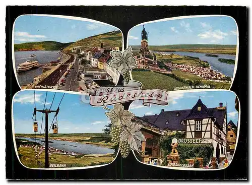 Cartes postales moderne Gruss aus Rudesheim Rheinstrasse Niederwald Denkmal Seilbahn Drosselgasse