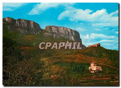 Cartes postales moderne Bozen Ueberetsch Schloss Korb mit Burg Boimont gegen Gantkofel Castelli Corba e Boimont presso B