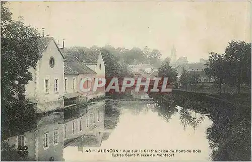 Cartes postales Alencon Vue sur la Sarthe prise du Pont de Bois Eglise Saint Pierre de Montsort