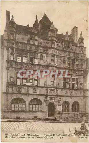 Cartes postales Paray le Monial L'Hotel de Ville style Renaissance Medaillon representant des Princes Chretiens