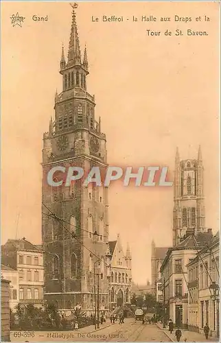 Cartes postales Gand Le Beffroi la Halle aux Draps et la Tour de St Bavon