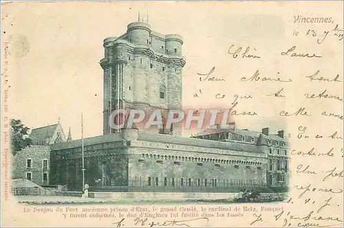 Cartes postales Vincennes     Le Donjon du Fort  ancienne prison d'etat  le grand Conde  le cardinalde Retz  Fou