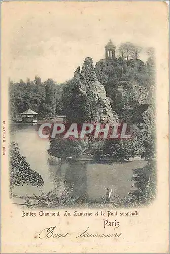 Cartes postales Paris Buttes Chaumont La Lanterne et le Pont Suspendu