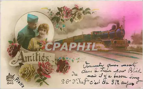 Cartes postales Amities Train Militaria