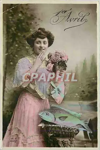 Cartes postales 1er Avril Femme