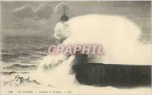 Cartes postales Le Havre pendant la tempete Phare