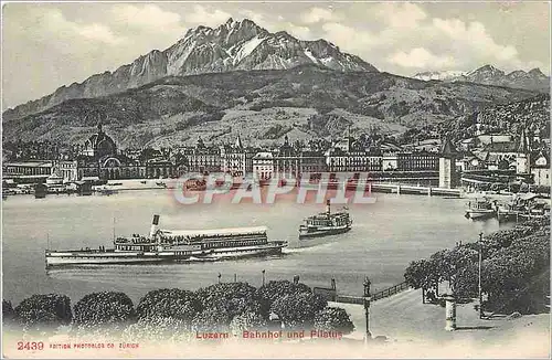 Cartes postales Luzern Bahnhof und Pilatus Bateau