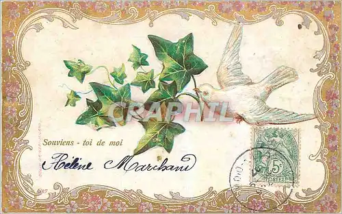 Cartes postales Souviens toi de moi Colombe Fleurs