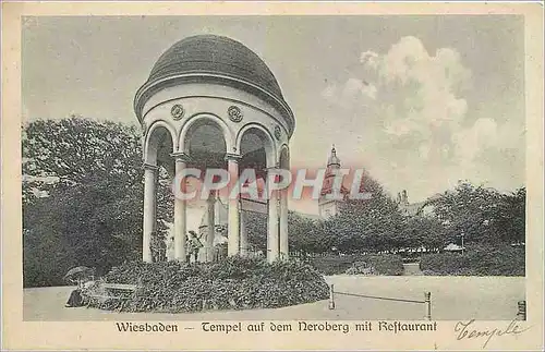 Cartes postales Wiesbaden Tempel auf dem Nerobeg mit Restaurant