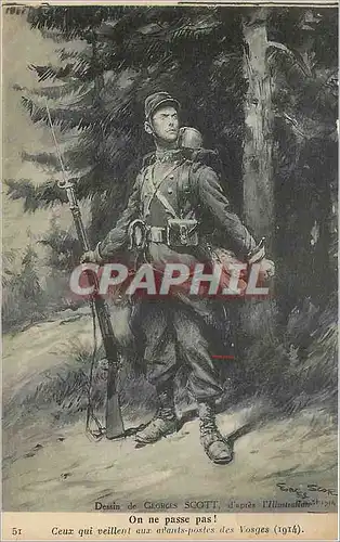 Cartes postales On ne passe pas Vosges Scott Militaria