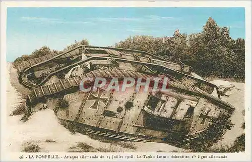 Cartes postales La Pompelle Attaque allemande Tank Lotta Militaria