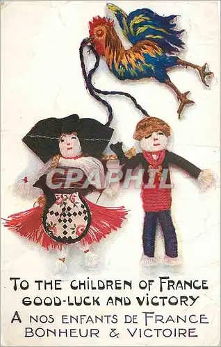 Cartes postales A nos enfants de France Bonheur Victoire Coq Militaria