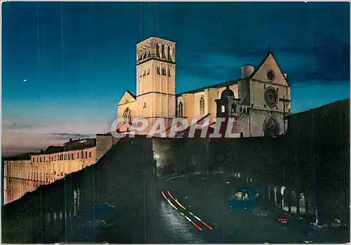 Cartes postales moderne Assisi La Basilique de St Francois de nuit