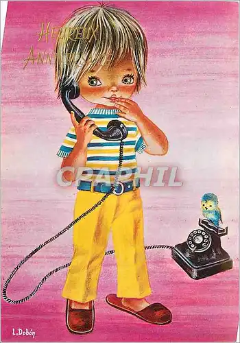 Cartes postales moderne Heureux Anniversaire Telephone