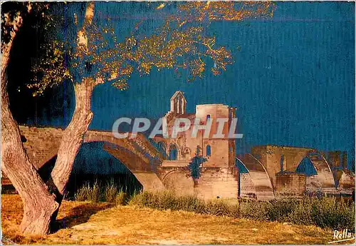 Cartes postales moderne Avignon Vaucluse Effet de nuit Le Pont Saint Benezet et la Chapelle Saint Nicolas