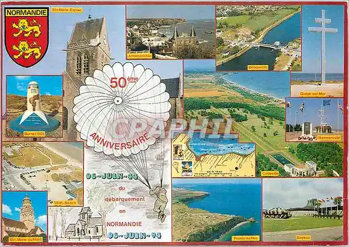 Cartes postales moderne Les grands lieux du Debarquement Parachustime Militaria